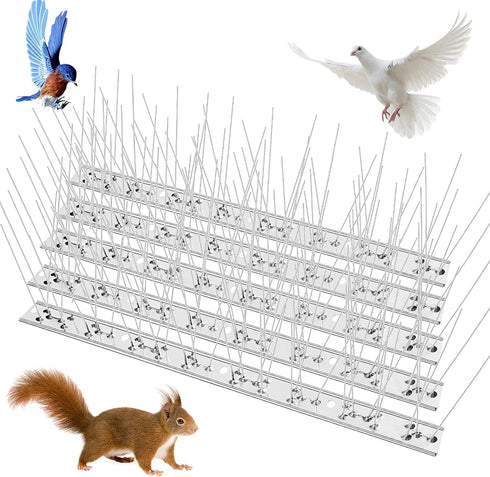 Bird Spike Pigeon Repellent: Bird Spike Deterrent Fence with Stainless Steel Base 3pcs(3.24 feet)...