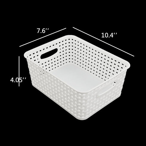 6-Pack 10.4-Inch x 7.6-Inch x 4.05-Inch Plastic Storage Basket, Woven Basket Bin...