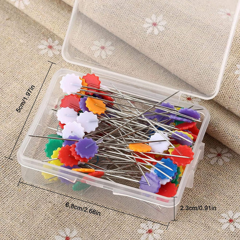 Mgoodoo 100PCS Sewing Pins Flat Head, 1.97inch Straight Pins Flower Head Quilting Pins for Dressmaker, Fabric, Craft, Sewing Project, DIY Jewelry ...