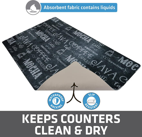 Drymate Coffee Maker Mat, (Coffee Station Bar Accessory) Protects Kitchen Countertops From Spills, Stains & Scratches, Absorbent, Waterproof, Wash...