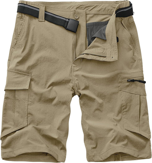 Toomett Mens Outdoor Casual Expandable Waist Lightweight Water Resistant Quick Dry Fishing Hiking Shorts,6230,Khaki,34...