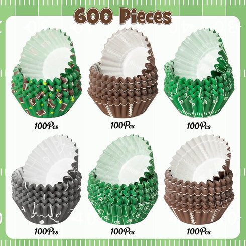 Football Mini Cupcake Liners - 600pcs Football Themed Baking Cups Muffin Case Cupcakes Wrappers, Rugby Sport Paper Cake Wrap Making Supplies for G...