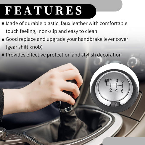 6 Speed Manual Gear Shifter Knob - Car Gearbox Stick Shifter Lever Knob - for Toyota Yaris 2005-2010 Plastic Faux Leather Black Silver Tone - 1 Pc...