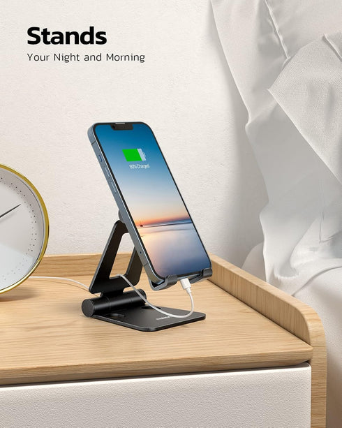 Nulaxy 2 Pack Dual Folding Cell Phone Stand, Fully Adjustable Foldable Desktop Phone Holder Cradle Dock Compatible with Phone 14 13 12 Pro Xs Xs M...
