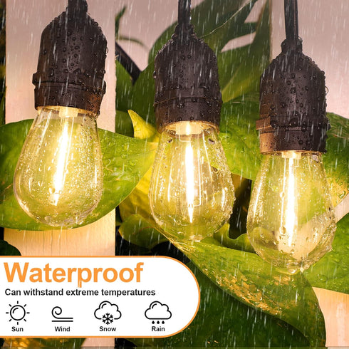Mlambert LED String Light Bulbs, Shatterproof Outdoor S14 Replacement Light Bulb 2200K, Waterproof 1W LED Edison Bulbs Equal to 11W,Not Solar,15Pa...
