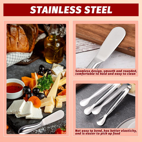 Butter Spreader Knife Set 8 PCS Stainless Steel Cheese Butter Spreader Knives and Mini Serving Tongs for Cheese Cold Butter Jam Appetizers Pastry ...