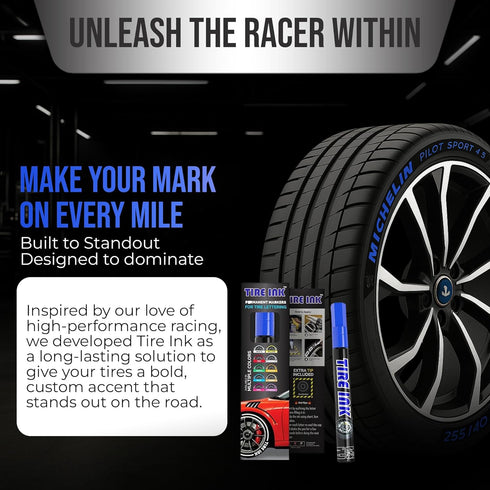 Color Tire Paint Pen - Waterproof Permanent Paint Pens for Car Wheels Lettering | Car Wash Safe and Durable | Made in Japan (Blue, 1 Pen)...