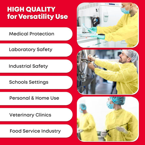 Ever Ready First Aid Isolation Gown with Elastic Wrists, Fluid Resistant, Yellow (Pack of 10)...