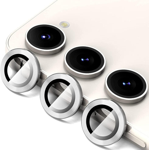 for Galaxy S24 Camera Lens Protector, Scratch-Resistant HD Clarity Ultra-Thin 9H Tempered Glass with Aluminum Edging, Individual Metal Lens Cover,...