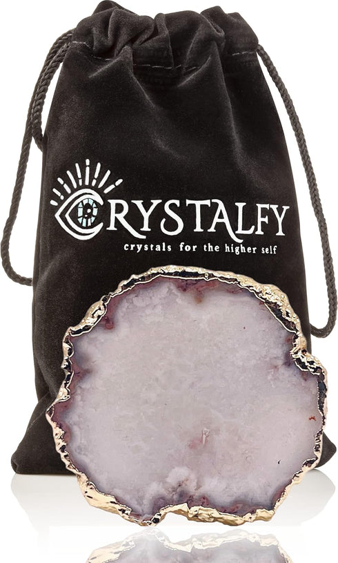 Grips by CRYSTALFY Rutilated Clear Quartz Crystal Phone Grip & Phone Stand Authentic Natural Gemstone Swappable Top, Expandable Collapsible Holder...