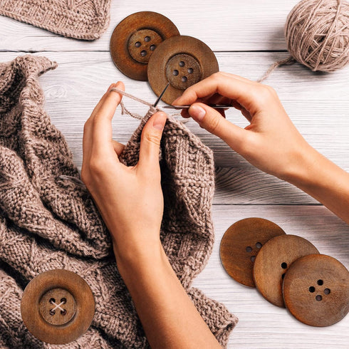 30 Pieces Large Size Wood Buttons 2.36 Inch Round Sewing Button 4 Holes Large Buttons for Crafts Sewing Large Wooden Buttons for DIY Clothing Bag ...