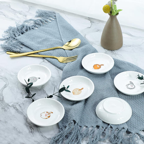 Cute Cat Butts Ceramic Sauce Dishes, Funny Cartoon Cat Seasoning Dishes, Sushi Soy Dipping Bowls, Appetizer Plates, Serving Dishes for Kitchen Hom...
