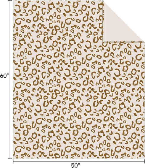FY FIBER HOUSE Cheetah Print Blanket Flannel Fleece Throw Blanket with 3D Leopard Print, 50"X60", Brown...