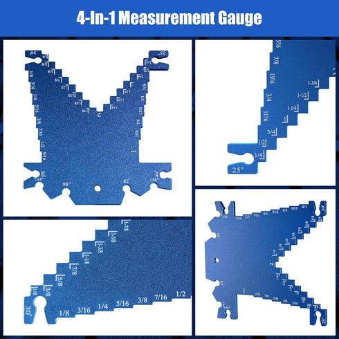 4-in-1 Woodworking Measuring Gauge Aluminum Table Saw Height Gauge Woodworking Measuring Tools Step Depth Gauge for Router Bit,Table Saw, Chisel a...
