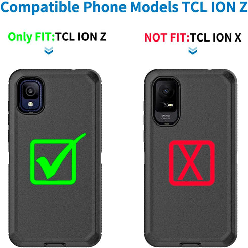 Anloes Case for TCL ION Z, Defender Phone Case Heavy Duty Shockproof Rugged Protective, 3 in 1 Bumper Cover (Black)...