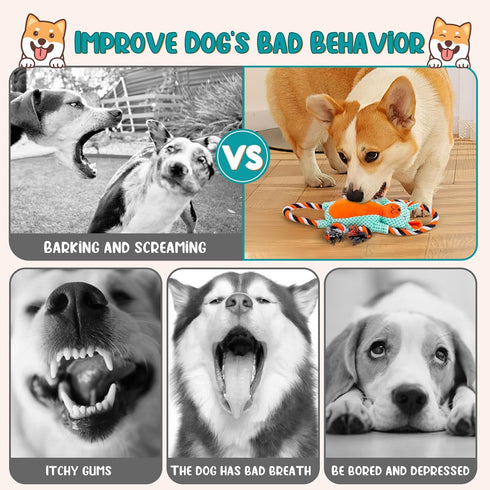 Dog Toys for Aggressive Chewers, Interactive Tug of War Dog Toy, Squeaky Dog Toys to Keep Them Busy for Small,Medium,Large Dogs...