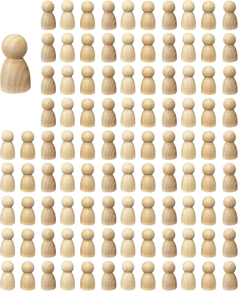 100 Pieces Wood Peg Dolls Unfinished Wooden People Craft Blank Family Figures 5/8 x 1-1/4 inch...