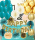 Teal Gold Birthday Decorations Women/Turquoise Teal Women Birthday Party Decorations Polka Dot Fans Teal Gold Balloons...
