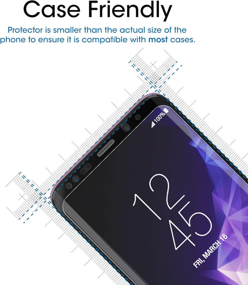 amFilm Glass Screen Protector for Samsung Galaxy S9 Plus, 3D Curved Tempered Glass, Dot Matrix with Easy Installation Tray, Case Friendly (Black)...