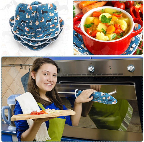 Cunhill Microwave Bowl Holders 4 Pcs Bowl Potholders Soup Bowl Cozy Bowl Hot Bowl Holder Multipurpose Hot Heat Proof Plate Holder Pot Holders for ...