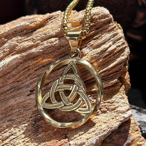 bahamut Celtic Knot Triquetra Cross Pendant Necklace for Men Woman,Vintage Norse Viking irish Trinity Protection Amulet Jewelry Gifts...