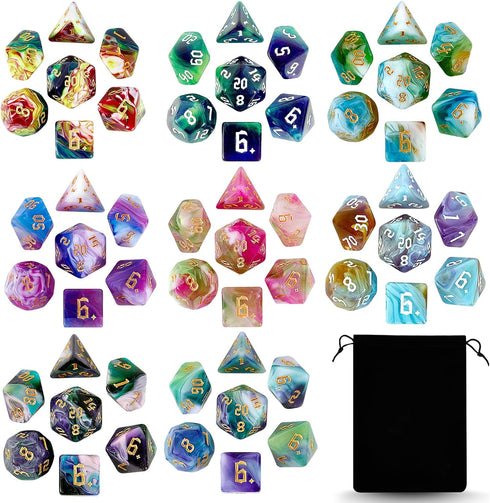 DND Dice Set,8x7 (56 Pieces) Polyhedral Dice with a Large Drawstring Bag Great for Dungeons and Dragons, Role Playing RPG MTG Table Game?8 Colors?...