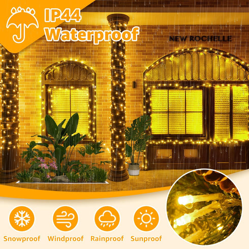 Ollny String Lights 120LED 40FT, Warm White Fairy Lights Waterproof Connectable Timer, 8 Modes Plug in Christmas Lights for Bedroom Outdoor Party ...