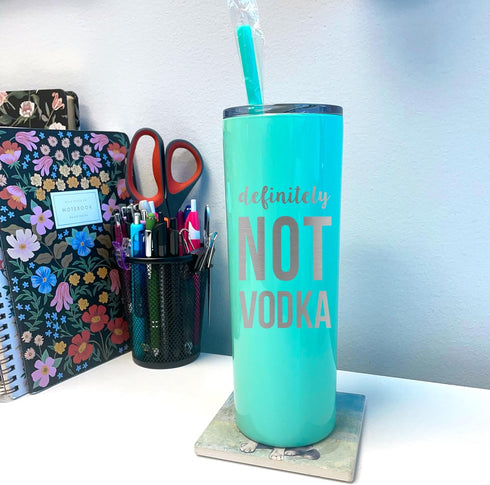 The Crafty Engineer Definitely Not Vodka Tumbler with Lid and Straw, Funny Reusable Water Cup (Mint-20oz)...