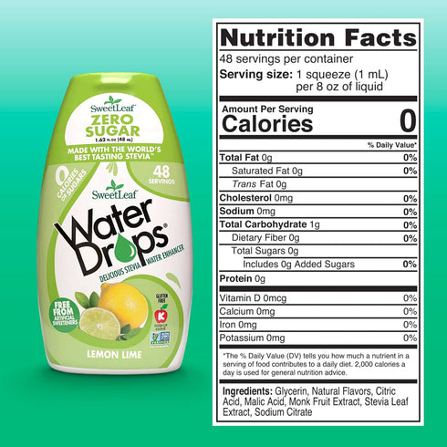 SweetLeaf Water Drops - Lemon Lime Water Enhancer, Sugar Free Sweet Leaf Stevia Water Flavoring Drops, 1.62 Oz Ea (Pack of 2)...