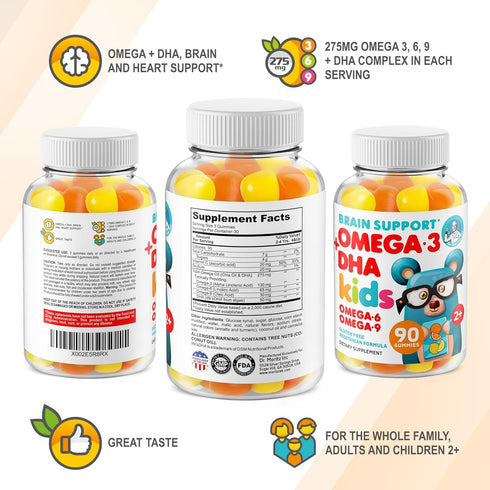 DR. MORITZ Vegan Omega 3 Gummies for Kids and Toddlers (90 Count), Omega 3 Kids Gummies for Brain and Heart Health, No Fish Oil and Gluten Free...