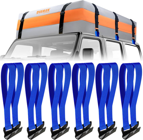 6 Rooftop Cargo Tie Down Hook Straps - Secure Any Car Roof Bag, Roof Rack Cargo Carrier, or Car Top Carrier, No Roof Rack Required, Compatible wit...