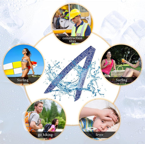 10 Pieces Ice Cool Scarf Summer Cooling Scarf Neck Wrap Headband Cooling Scarf Instant Chill Neck Scarf Soaked Tie Around Neck for Summer Outdoor ...