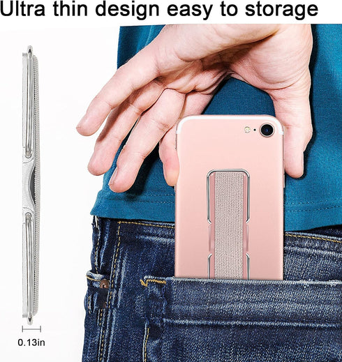 Phone Strap, CISID 4 Pcs Phone Finger Holder Back of Phone Grip with Stand Suitable for iPhone Samsung and Most Smartphones(Black Black Silver Ros...
