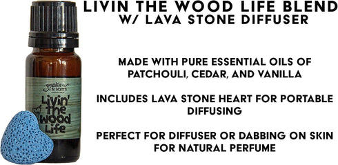 Frankie & Myrrh Livin' The Wood Life - Patchouli Vanilla Cedar Essential Oil Blend w/Portable Lava Stone Diffuser | Pure Aromatherapy for Good Vib...