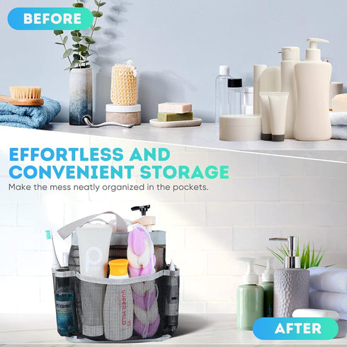 2 Pack Mesh Shower Caddy Portable for College Dorm Room Essentials, Shower Caddy Dorm with 8-Pocket Large Capacity,Shower Bag for Beach,Swimming,G...