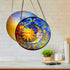 Stained Glass Suncatcher, 8'' Sun and Moon Face Hand-Painted Suncatcher for Window Stained Glass Window Hanging Birthday Gift for Mom Memorial Gif...