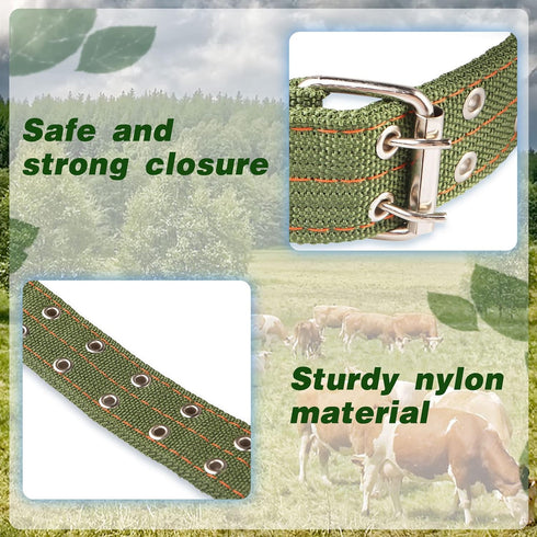 Harrison Howard Cattle Collar Thick Canvas Cow Neck Strap Adjustable Nylon Thickened Cow Collar Collar with Cow Bell for Horse Sheep Cattle Dog Et...