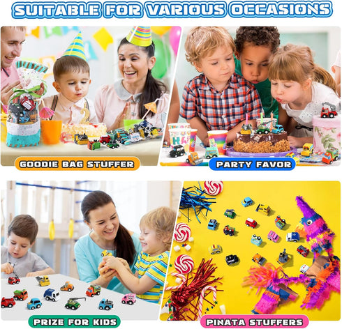 Fajiabao 18 Pcs Toy Car Mini Pull Back Cars Toy Trucks for Toddlers 1-3 Party Favors Bulk Small Construction Toys for Kids Carnival Prizes Pinata ...