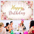 Happy Birthday Backdrop Decorations for Women Background Party Supplies Rose Backdrop Photography for Girls Boys Floral Glitters Banner Wedding Ba...