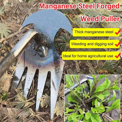 Weed Removal Tool, 2024 New Garden Weeding Tools Manganese Steel Hand Weeder Tool with Handle, 4 Teethes Dual Purpose Manual Weeders Tool Weed Pul...