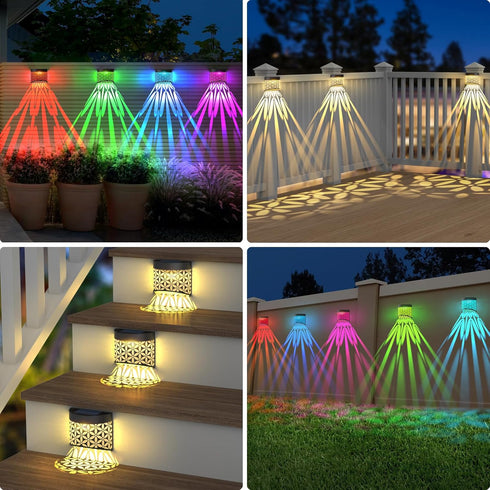 Solar Deck Lights, Iron Solar Fence Lights Outdoor Waterproof Garden Decorative Lighting for Wall, Post, Patio, Step, Stair, Yard- 2 Pack...