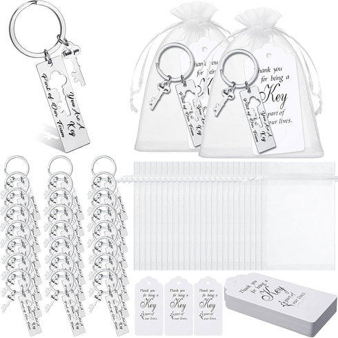 Misdary 72 Pcs Team Appreciation Gifts Thank You Keychain Bulk with Card Organza Bag for Coworkers Employee Staff Teacher Nurse Volunteer Team...