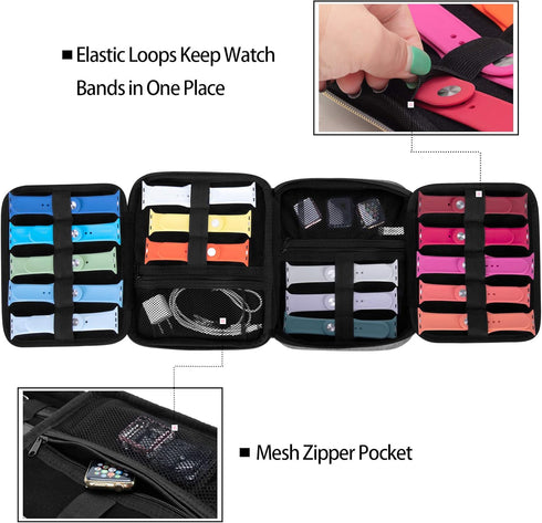 Teamoy Watch Storage Case for 26 Straps, Organizer Compatible with Apple Watch Bands and Other Accessories, Gray...
