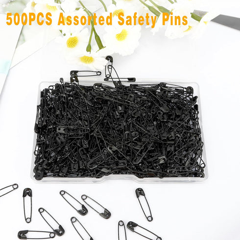 Black Mini Safety Pins - 500PCS, 19mm Tiny, Bulk for Clothes, Crafting, Sewing, Jewelry Making, Arts & Craft...