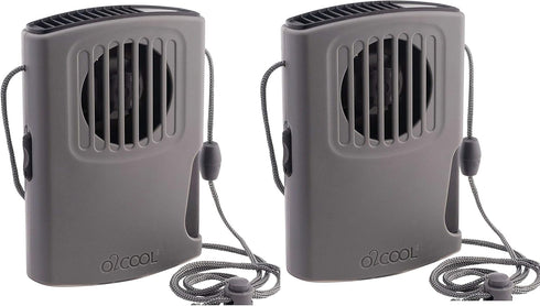 O2COOL Multi-Pack Misting Neck Personal Travel Battery Powered Deluxe Cooling Fan, 2pk (Gray)...