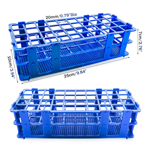 3 Packs Plastic Test Tube Rack, 40 Holes Lab Test Tube Rack Holder for 20mm Test Tubes, Blue, Detachable (40holes)...