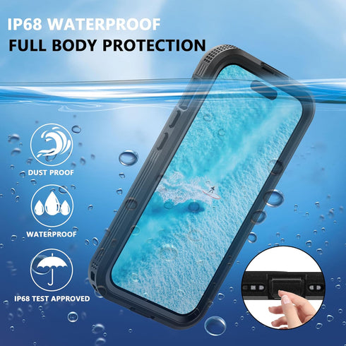 for iPhone 15 5G Waterproof Case,Compatible with Magsafe,Hybrid Rugged Shockproof Full Body Protective,with Lanyard,Clear Lens/Screen Protector Co...