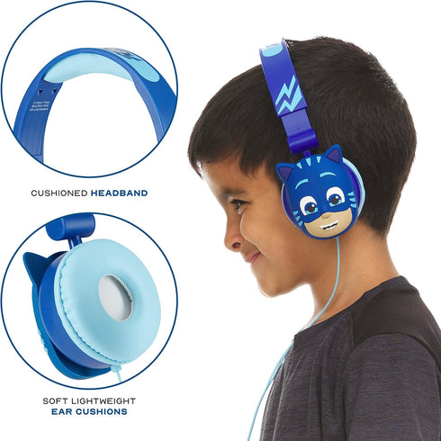 PJ Masks Over-Ear Headphones for Kids - Adjustable Headband, Stereo Sound, Tangle-Free Cable, Volume Control, and 3.5mm Jack - Perfect for School,...