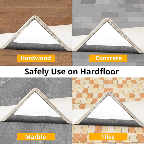12 PCS Rug Tape, Rug Pad Gripper for Hardwood Floors, Double Sided Adhesive Carpet Tape, Reusable Anti Slip Rug Grips for Area Rugs to Keep Rugs i...