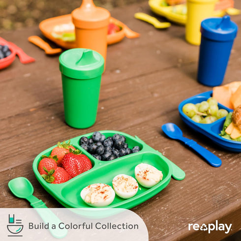 Re-Play - 4 Pack 7.37" Divided Plates with Deep Sides for Baby, Toddler & Child Feeding - BPA Free - Made in USA from Recycled Milk Jugs - Modern ...